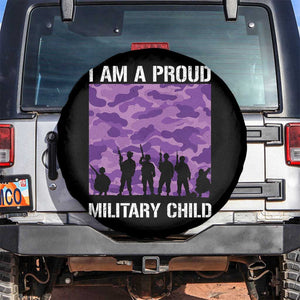 I Am A Proud Military Child Spare Tire Cover Military Child Month Purple Camouflage Flag TS11 No hole Black Print Your Wear