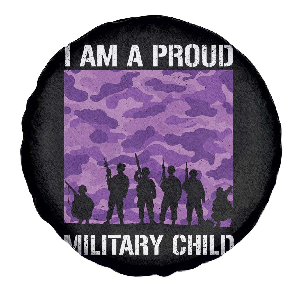 I Am A Proud Military Child Spare Tire Cover Military Child Month Purple Camouflage Flag TS11 Print Your Wear