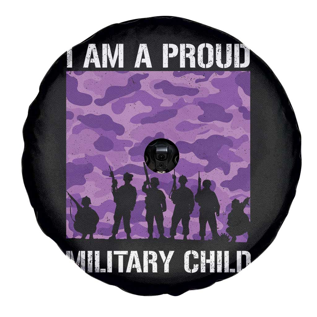 I Am A Proud Military Child Spare Tire Cover Military Child Month Purple Camouflage Flag TS11 Print Your Wear