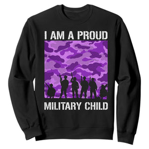 I Am A Proud Military Child Sweatshirt Military Child Month Purple Camouflage Flag TS11 Black Print Your Wear