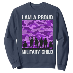 I Am A Proud Military Child Sweatshirt Military Child Month Purple Camouflage Flag TS11 Navy Print Your Wear