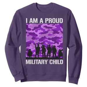 I Am A Proud Military Child Sweatshirt Military Child Month Purple Camouflage Flag TS11 Purple Print Your Wear