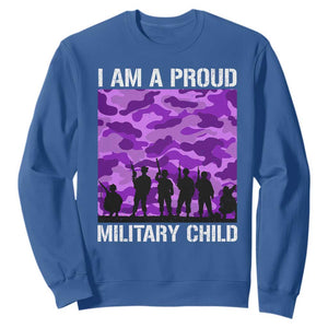 I Am A Proud Military Child Sweatshirt Military Child Month Purple Camouflage Flag TS11 Royal Blue Print Your Wear
