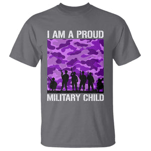 I Am A Proud Military Child T Shirt Military Child Month Purple Camouflage Flag TS11 Charcoal Print Your Wear