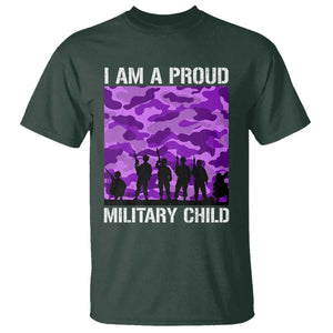 I Am A Proud Military Child T Shirt Military Child Month Purple Camouflage Flag TS11 Dark Forest Green Print Your Wear