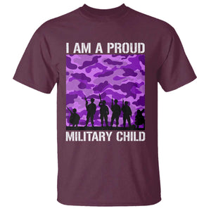 I Am A Proud Military Child T Shirt Military Child Month Purple Camouflage Flag TS11 Maroon Print Your Wear