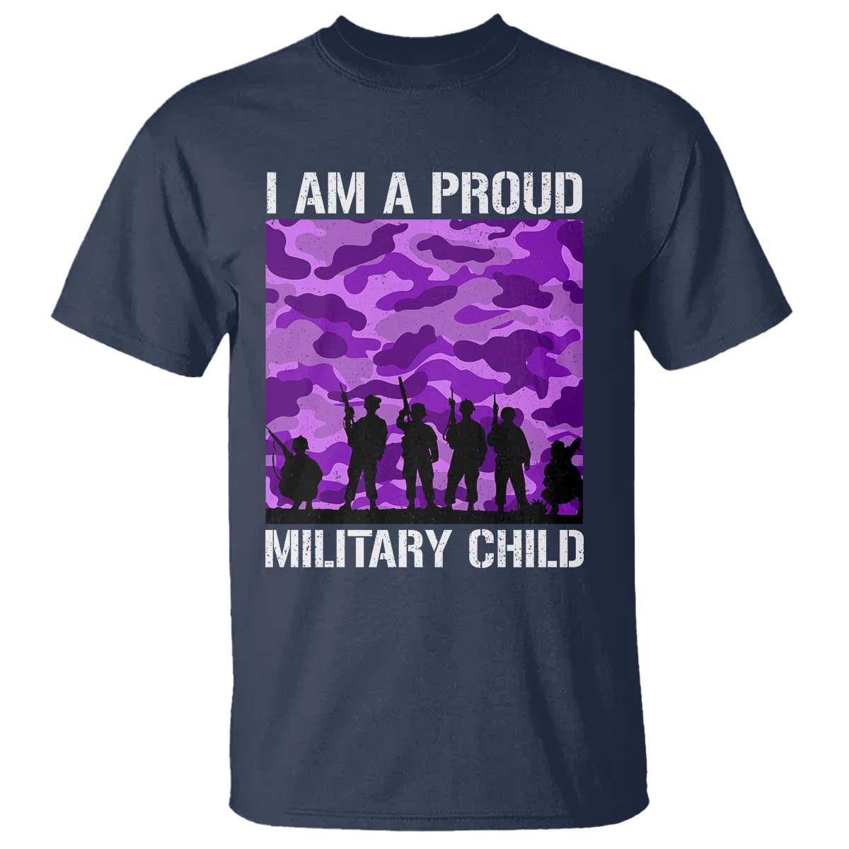 I Am A Proud Military Child T Shirt Military Child Month Purple Camouflage Flag TS11 Navy Print Your Wear