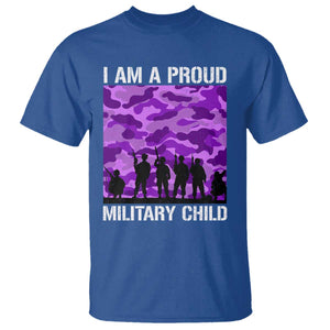 I Am A Proud Military Child T Shirt Military Child Month Purple Camouflage Flag TS11 Royal Blue Print Your Wear