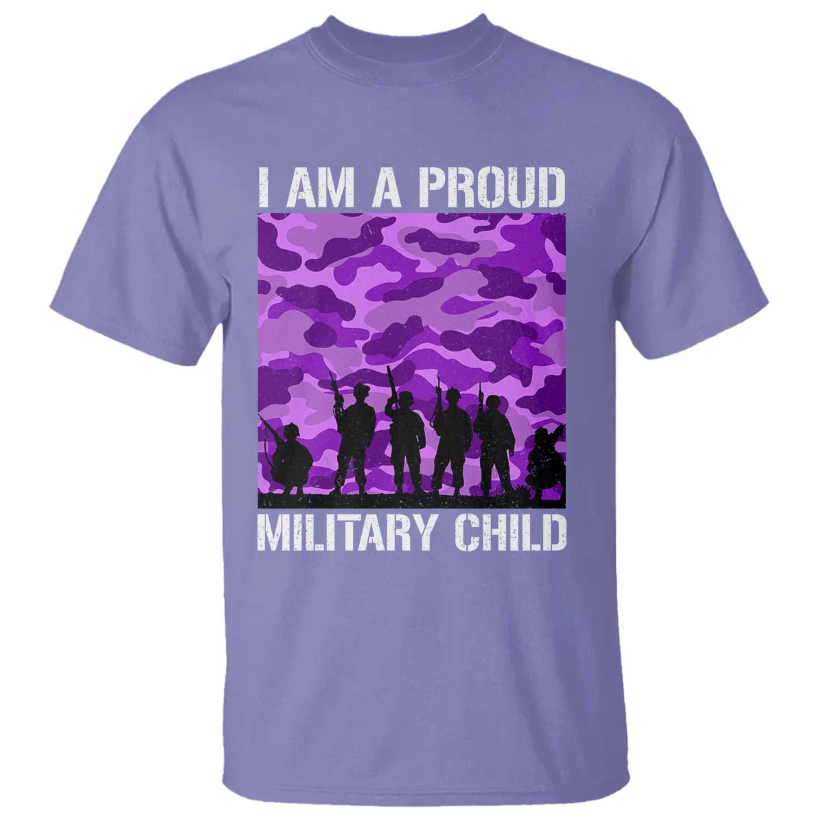 I Am A Proud Military Child T Shirt Military Child Month Purple Camouflage Flag TS11 Violet Print Your Wear