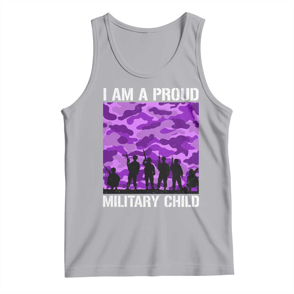 I Am A Proud Military Child Tank Top Military Child Month Purple Camouflage Flag TS11 Athletic Heather Print Your Wear