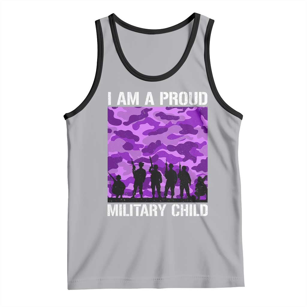 I Am A Proud Military Child Tank Top Military Child Month Purple Camouflage Flag TS11 Athletic Heather Black Print Your Wear