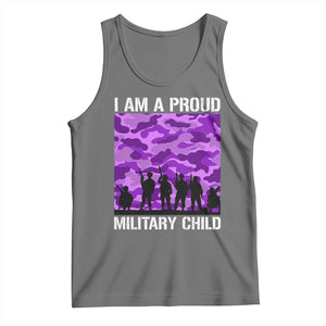 I Am A Proud Military Child Tank Top Military Child Month Purple Camouflage Flag TS11 Black Heather Print Your Wear