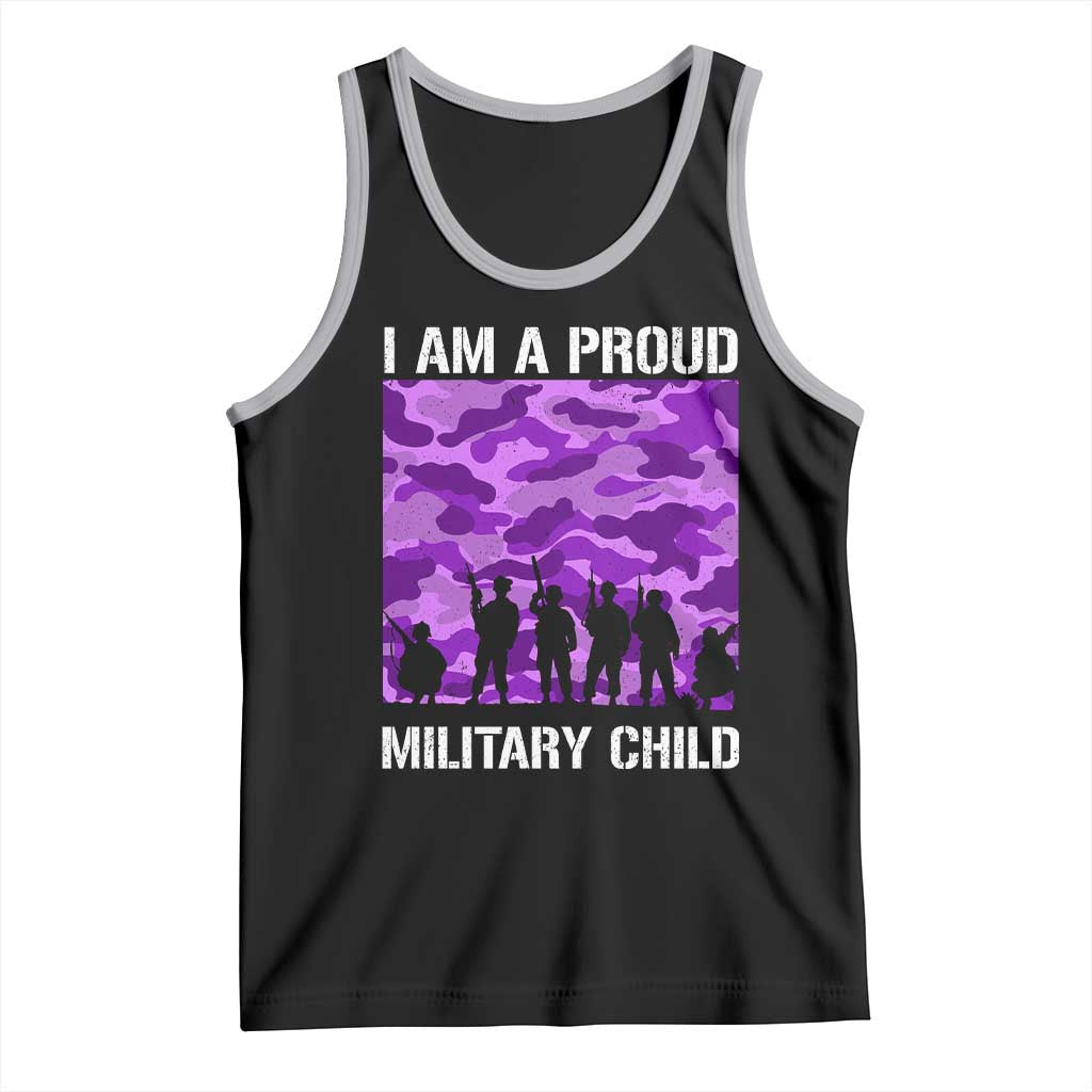 I Am A Proud Military Child Tank Top Military Child Month Purple Camouflage Flag TS11 Black Athletic Heather Print Your Wear