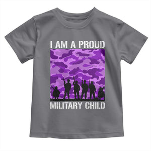 I Am A Proud Military Child Toddler T Shirt Military Child Month Purple Camouflage Flag TS11 Charcoal Print Your Wear