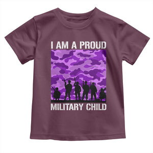 I Am A Proud Military Child Toddler T Shirt Military Child Month Purple Camouflage Flag TS11 Maroon Print Your Wear