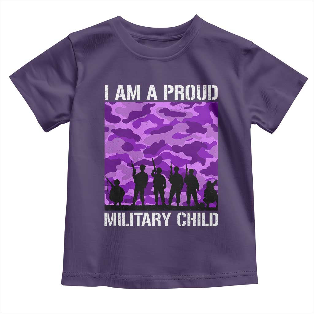 I Am A Proud Military Child Toddler T Shirt Military Child Month Purple Camouflage Flag TS11 Purple Print Your Wear