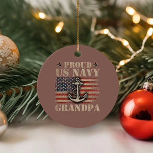 Proud US Navy Grandpa Ceramic Ornament Vintage American Flag Anchor TS11 1pc Mocha Print Your Wear