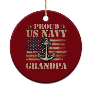 Proud US Navy Grandpa Ceramic Ornament Vintage American Flag Anchor TS11 1pc Red Print Your Wear