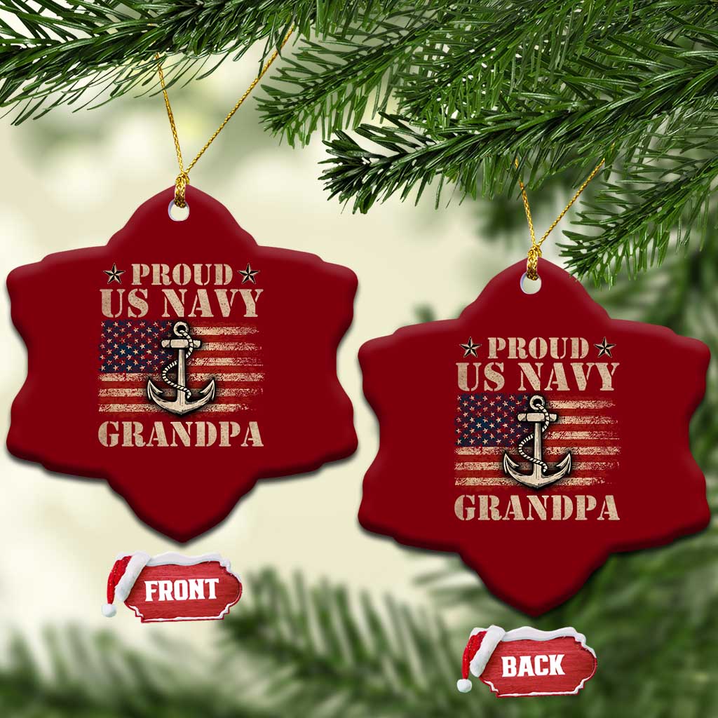 Proud US Navy Grandpa Ceramic Ornament Vintage American Flag Anchor TS11 Print Your Wear