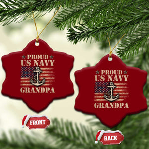 Proud US Navy Grandpa Ceramic Ornament Vintage American Flag Anchor TS11 Print Your Wear