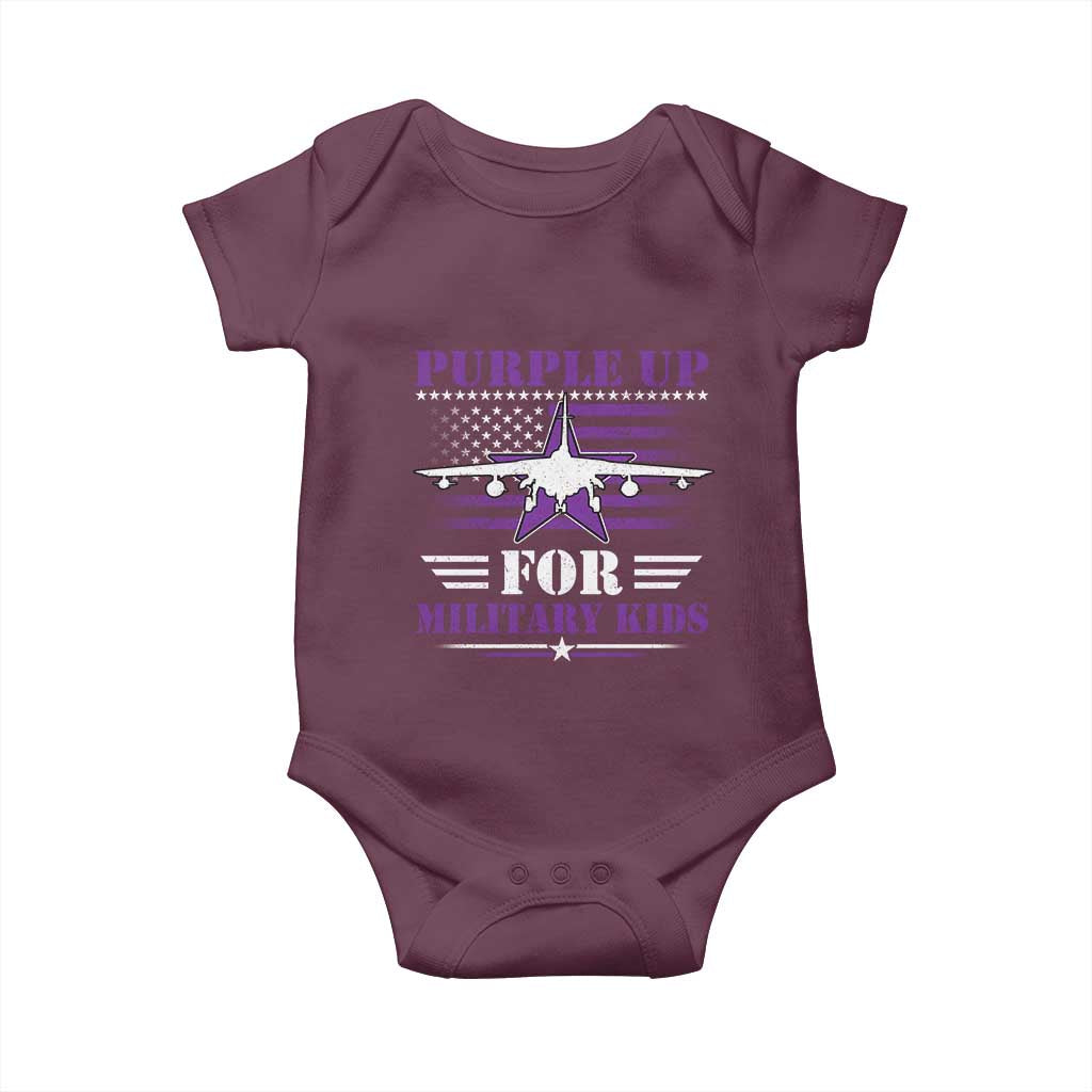 Purple Up For Military Kids Baby Onesie Vintage American Flag Fights TS11 Maroon Print Your Wear