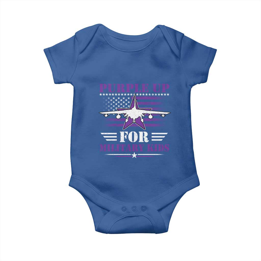 Purple Up For Military Kids Baby Onesie Vintage American Flag Fights TS11 Royal Blue Print Your Wear