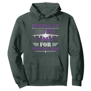 Purple Up For Military Kids Hoodie Vintage American Flag Fights TS11 Dark Forest Green Print Your Wear