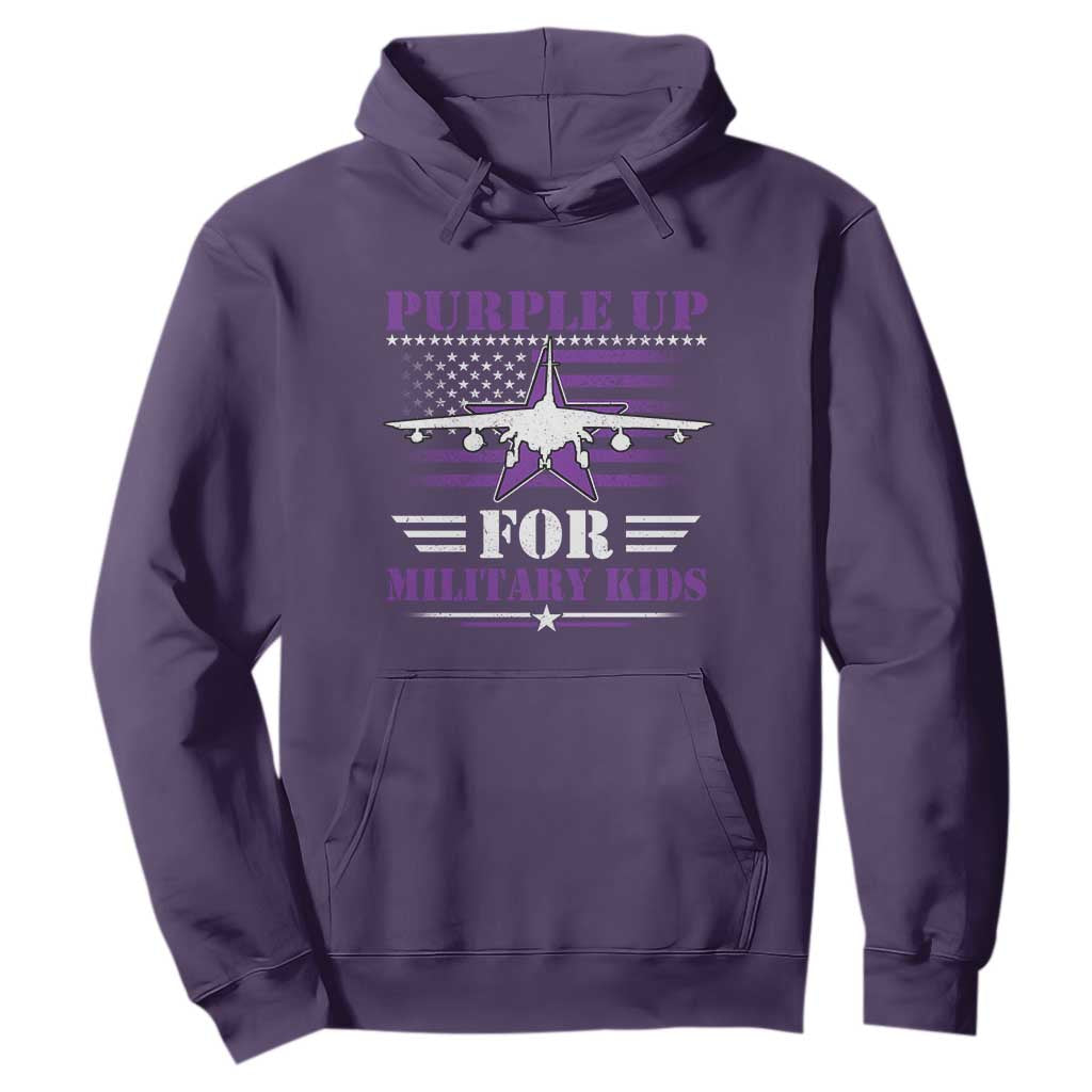 Purple Up For Military Kids Hoodie Vintage American Flag Fights TS11 Purple Print Your Wear