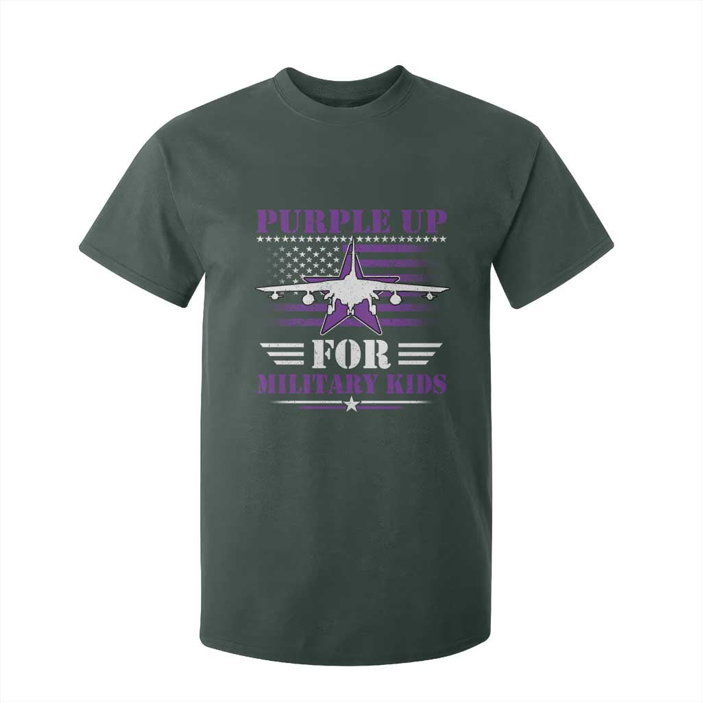 Purple Up For Military Kids T Shirt For Kid Vintage American Flag Fights TS11 Dark Forest Green Print Your Wear