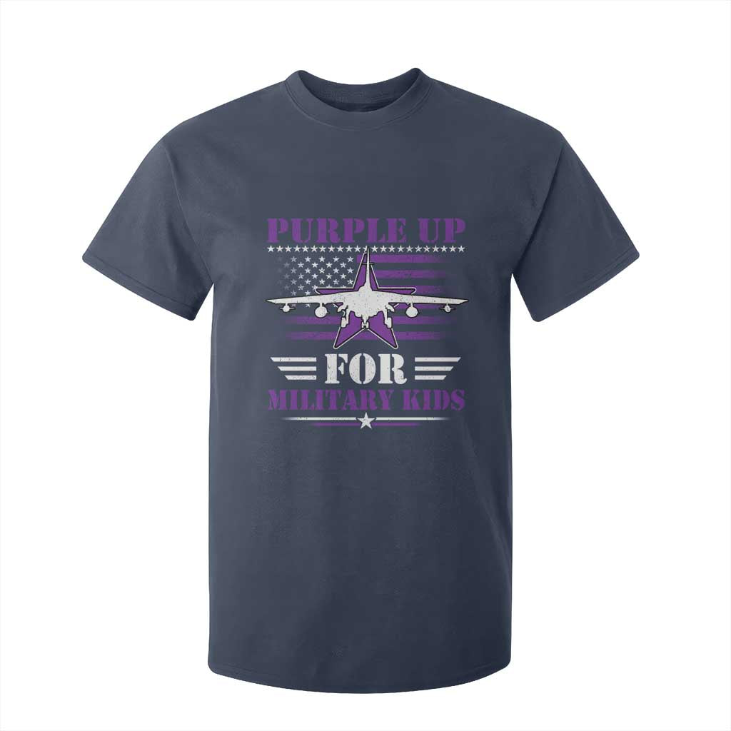 Purple Up For Military Kids T Shirt For Kid Vintage American Flag Fights TS11 Navy Print Your Wear