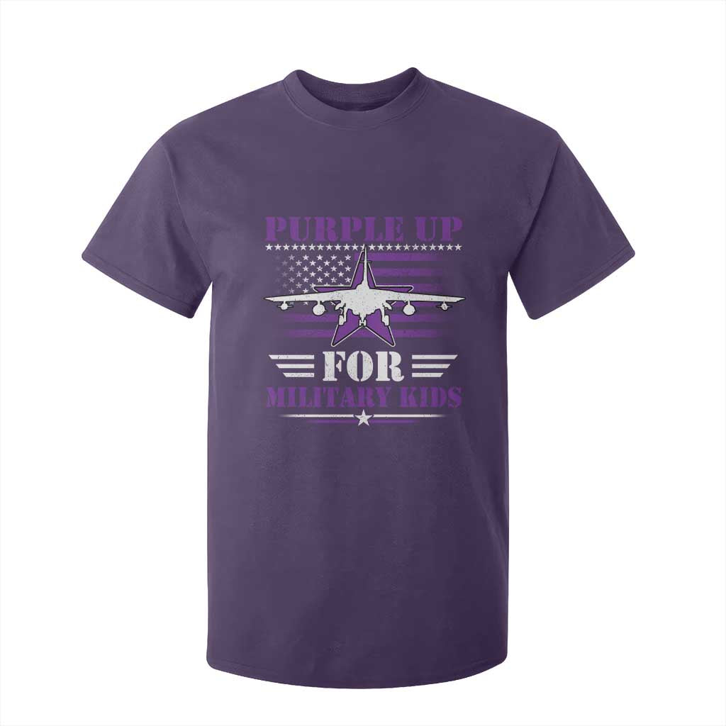 Purple Up For Military Kids T Shirt For Kid Vintage American Flag Fights TS11 Purple Print Your Wear