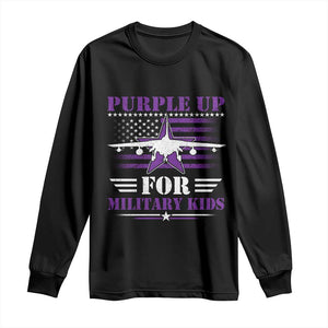 Purple Up For Military Kids Long Sleeve Shirt Vintage American Flag Fights TS11 Black Print Your Wear