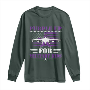 Purple Up For Military Kids Long Sleeve Shirt Vintage American Flag Fights TS11 Dark Forest Green Print Your Wear