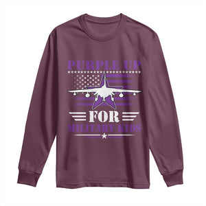 Purple Up For Military Kids Long Sleeve Shirt Vintage American Flag Fights TS11 Maroon Print Your Wear