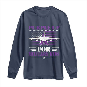 Purple Up For Military Kids Long Sleeve Shirt Vintage American Flag Fights TS11 Navy Print Your Wear