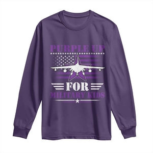 Purple Up For Military Kids Long Sleeve Shirt Vintage American Flag Fights TS11 Purple Print Your Wear