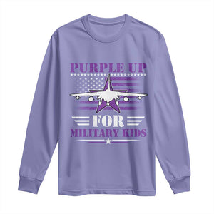 Purple Up For Military Kids Long Sleeve Shirt Vintage American Flag Fights TS11 Violet Print Your Wear