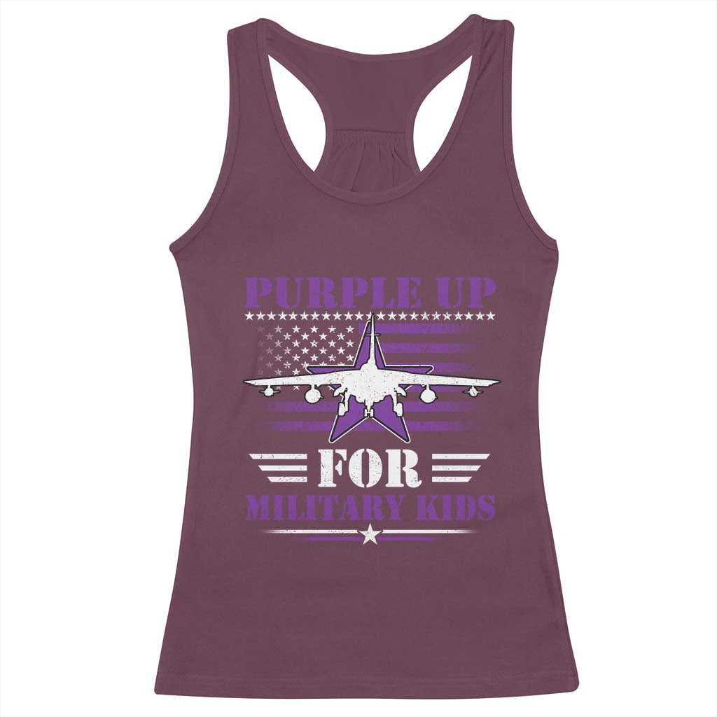 Purple Up For Military Kids Racerback Tank Top Vintage American Flag Fights TS11 Maroon Print Your Wear