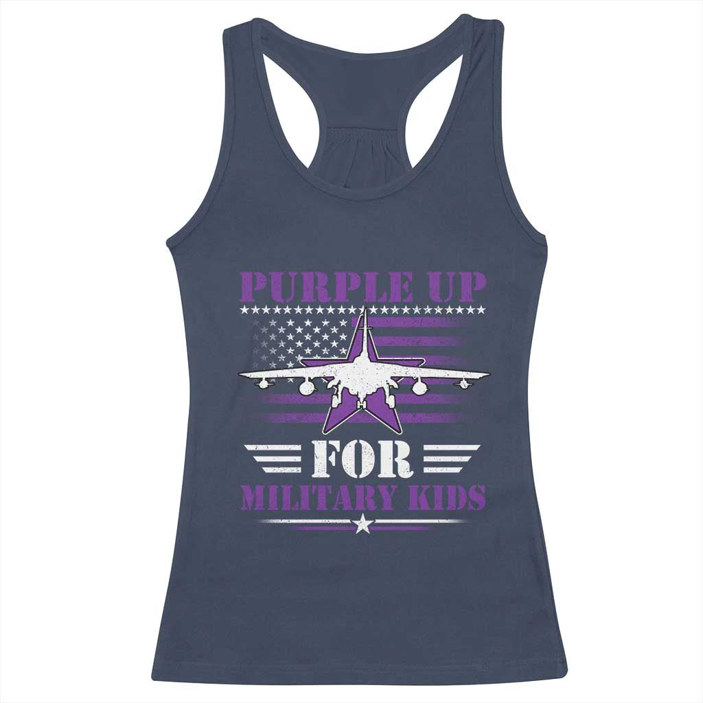 Purple Up For Military Kids Racerback Tank Top Vintage American Flag Fights TS11 Navy Print Your Wear