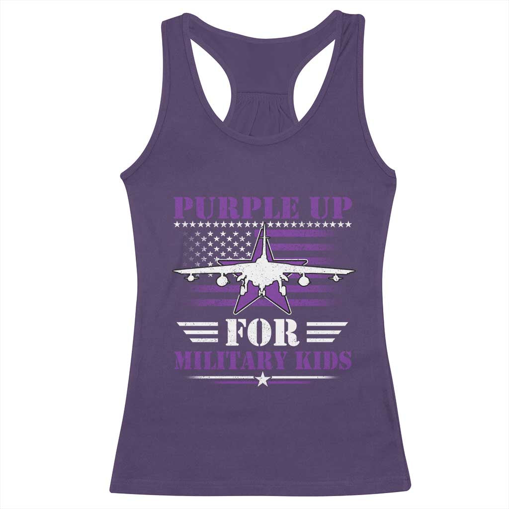 Purple Up For Military Kids Racerback Tank Top Vintage American Flag Fights TS11 Purple Print Your Wear