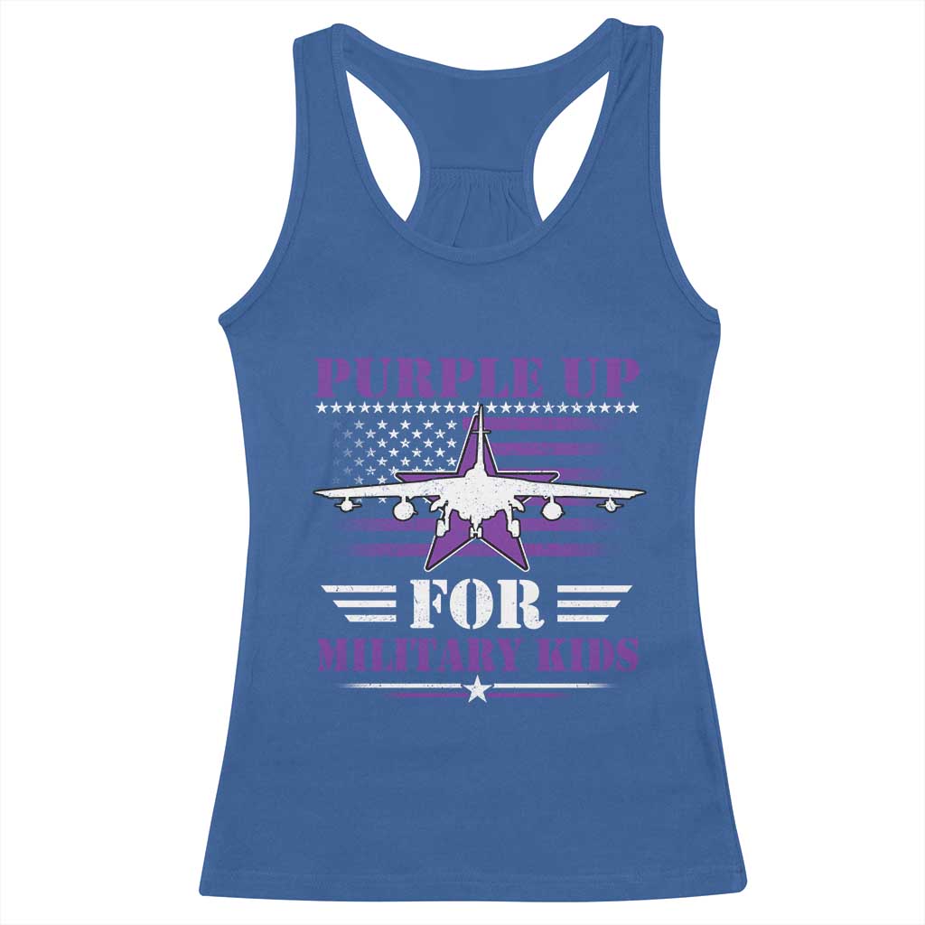 Purple Up For Military Kids Racerback Tank Top Vintage American Flag Fights TS11 Royal Blue Print Your Wear