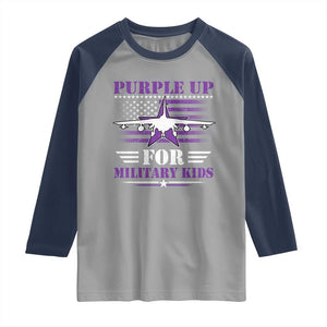 Purple Up For Military Kids Raglan Shirt Vintage American Flag Fights TS11 Sport Gray Navy Print Your Wear