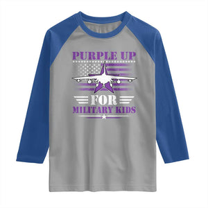 Purple Up For Military Kids Raglan Shirt Vintage American Flag Fights TS11 Sport Gray Royal Print Your Wear