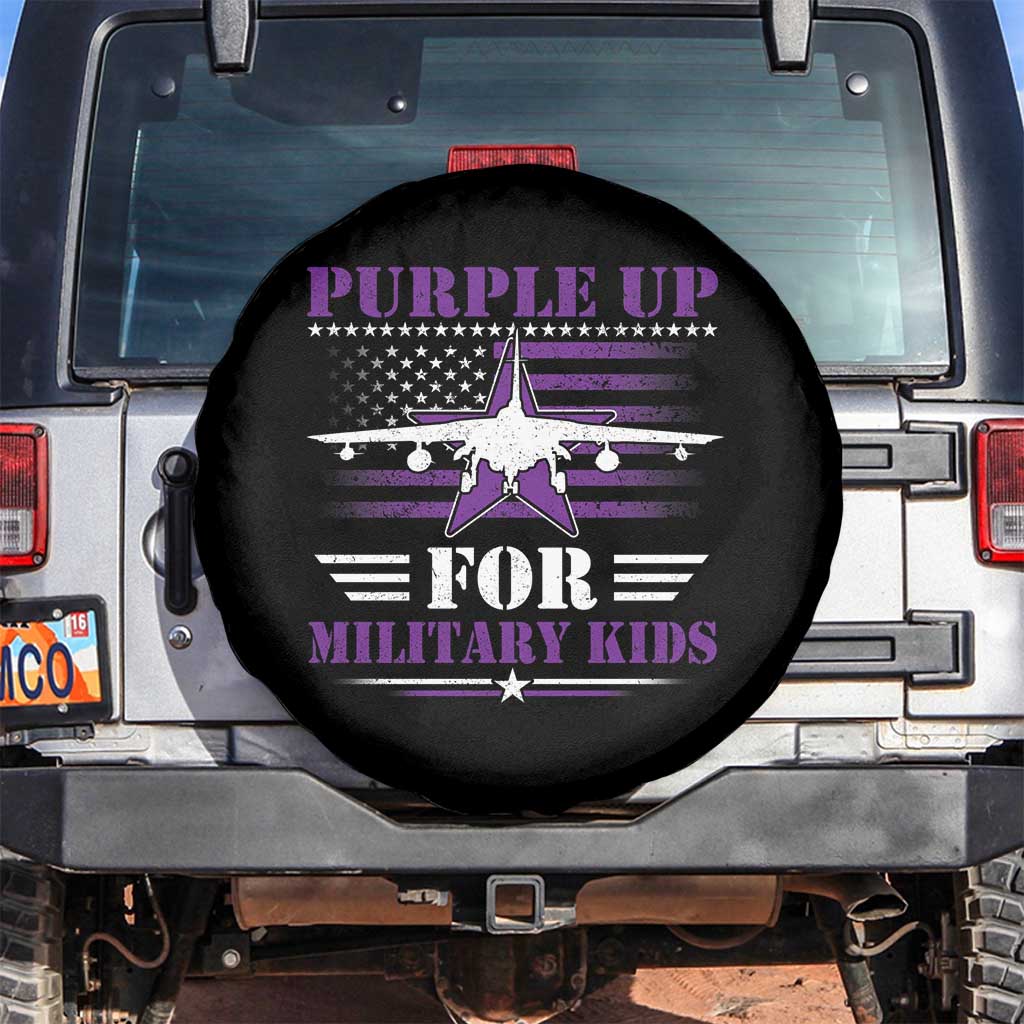 Purple Up For Military Kids Spare Tire Cover Vintage American Flag Fights TS11 No hole Black Print Your Wear