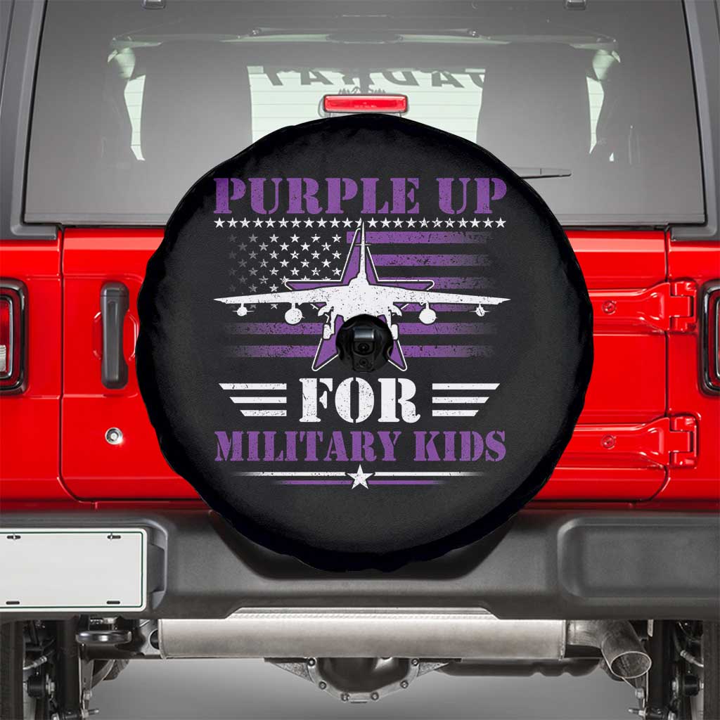 Purple Up For Military Kids Spare Tire Cover Vintage American Flag Fights TS11 Black Print Your Wear