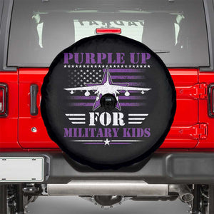 Purple Up For Military Kids Spare Tire Cover Vintage American Flag Fights TS11 Black Print Your Wear