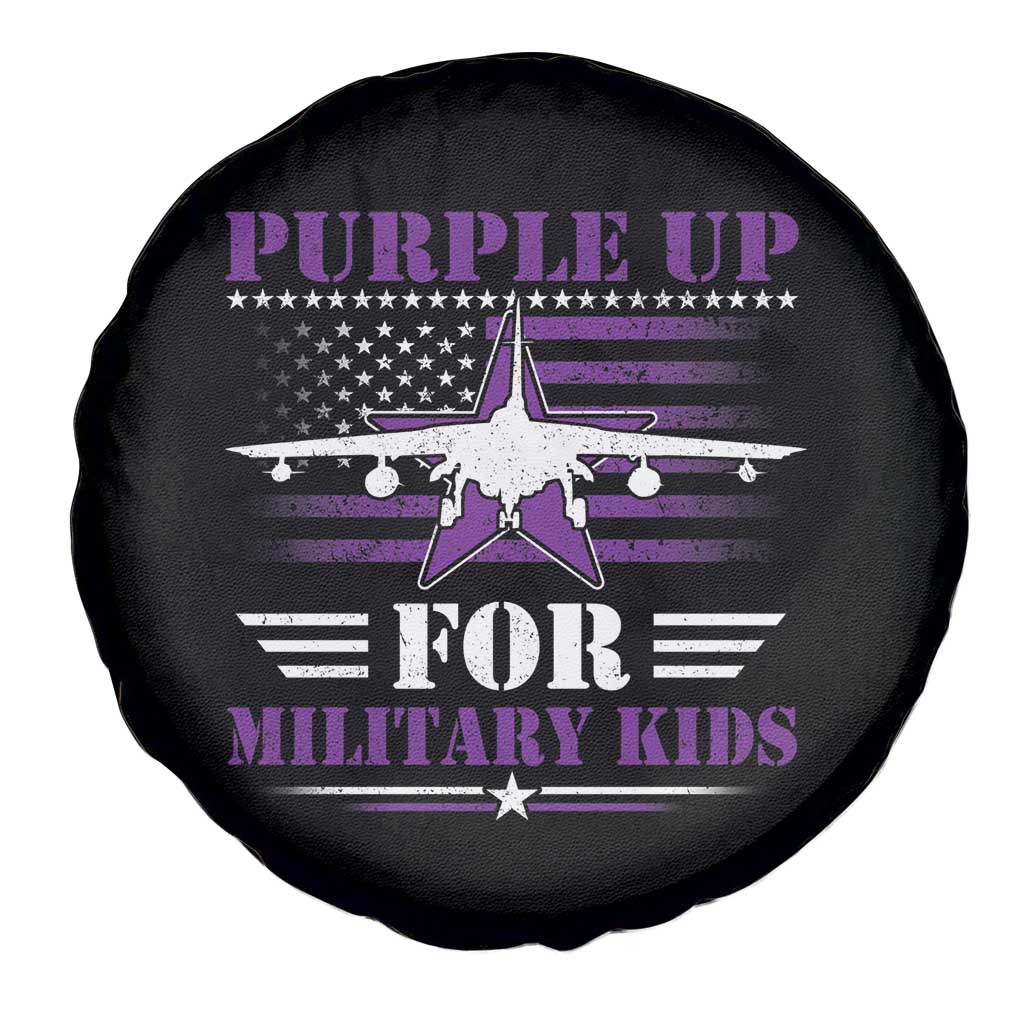 Purple Up For Military Kids Spare Tire Cover Vintage American Flag Fights TS11 Print Your Wear