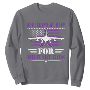 Purple Up For Military Kids Sweatshirt Vintage American Flag Fights TS11 Charcoal Print Your Wear