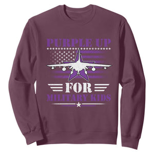 Purple Up For Military Kids Sweatshirt Vintage American Flag Fights TS11 Maroon Print Your Wear