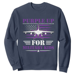 Purple Up For Military Kids Sweatshirt Vintage American Flag Fights TS11 Navy Print Your Wear